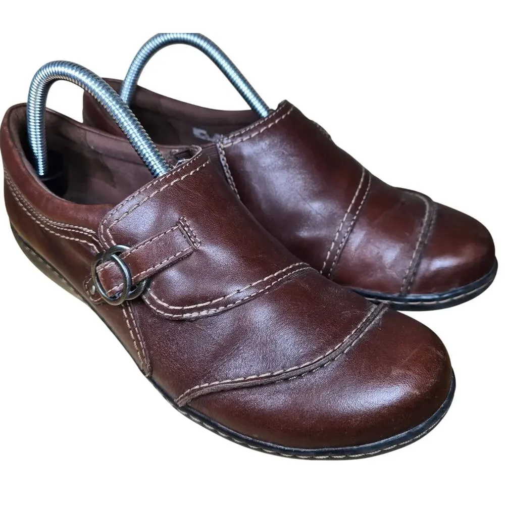 Women's Clarks Bendables Ashland Alpine Slip-On Loafers Brown Leather Womens 9.5
